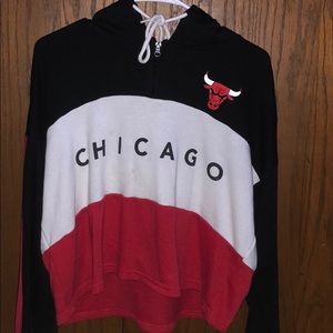 A Chicago Bull half cropped hoodie.